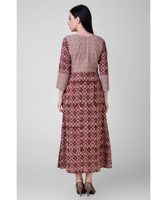 Rust Dabu-Printed Cotton Dress 3