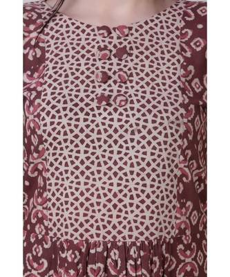 Rust Dabu-Printed Cotton Dress 4