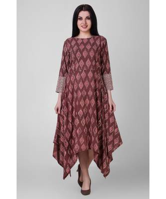 Rust Dabu Assymetrical Dress 1