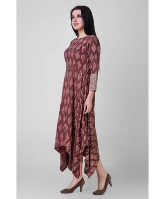 Rust Dabu Assymetrical Dress 2