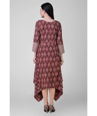 Rust Dabu Assymetrical Dress 3