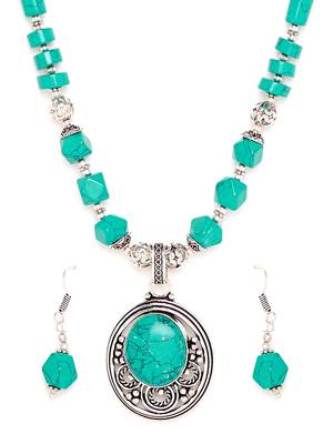 Green Plain Casual Necklace Sets 2