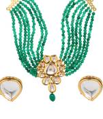 Green Plain Casual Necklace Sets