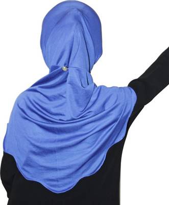 Blue Plain Poly Cotton Hijab 2