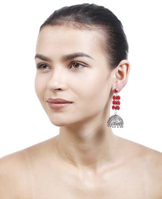 Red Bridal Plain Danglers Drops 1
