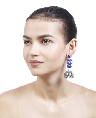 Blue Casual Plain Danglers Drops 1