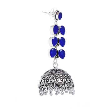 Blue Casual Plain Danglers Drops 3
