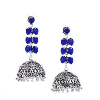 Blue Casual Plain Danglers Drops 4