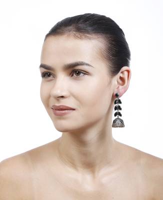 Black Wedding Plain Danglers Drops 1