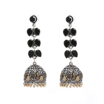 Black Bridal Plain Danglers Drops 1