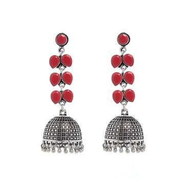 Red Plain Bridal Danglers Drops 1