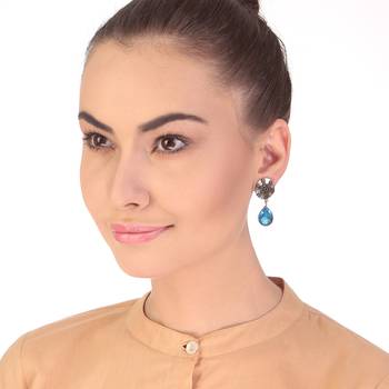 Blue Plain Wedding Danglers Drops 2