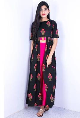 blue printed rayon long-kurtis 1