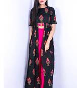 blue printed rayon long-kurtis