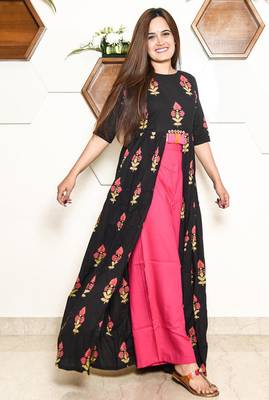 blue printed rayon long-kurtis 3