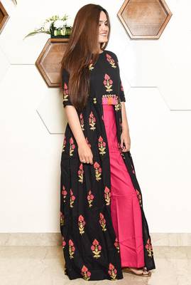 blue printed rayon long-kurtis 4