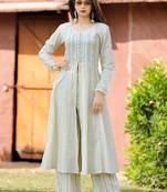White printed cotton  long-kurtis
