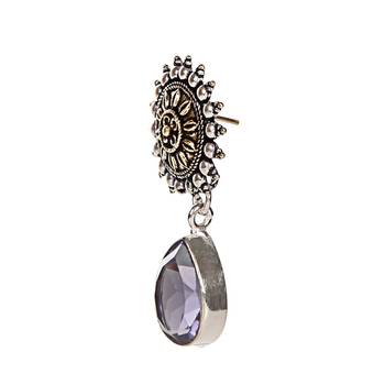 Purple Casual Plain Danglers Drops 3