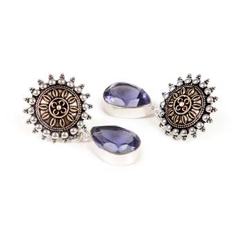 Purple Casual Plain Danglers Drops 4
