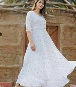 White Embroidered Rayon stitched kurtis