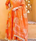 Multicolor printed cotton long-kurtis