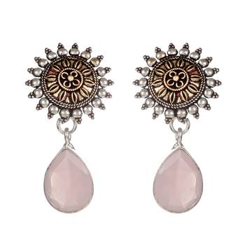 Pink Casual Plain Danglers Drops 1