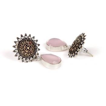 Pink Casual Plain Danglers Drops 4