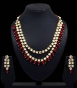 maroon kundan wedding necklace-sets