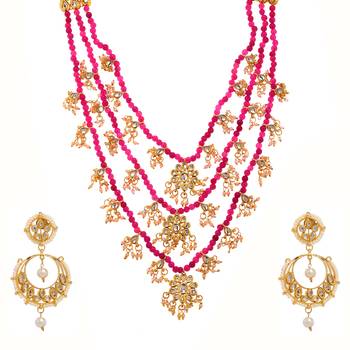Pink Plain Bridal Necklace Sets 1