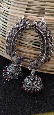 silver crystal jhumkas 1