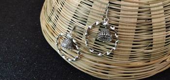 silver crystal jhumkas 1