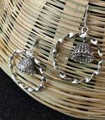 silver crystal jhumkas