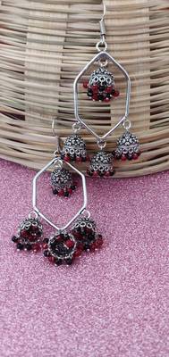 silver crystal jhumkas 1