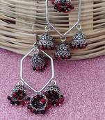 silver crystal jhumkas