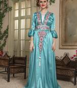 Green Embroidered Crepe Islamic Kaftans