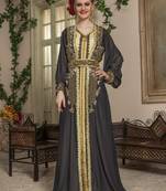 Black Embroidered Georgette Islamic Kaftans