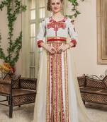 Beige Embroidered Georgette Islamic Kaftans