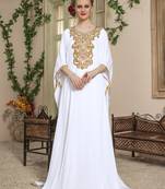 White Embroidered Rayon Islamic Kaftans
