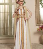 White Embroidered Rayon Islamic Kaftans