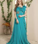 Green Embroidered Satin Islamic Kaftans