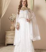 White Embroidered Silk Blend Islamic Kaftans