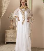 White Embroidered Silk Blend Islamic Kaftans