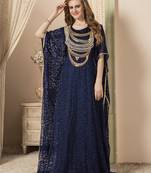 Blue Embroidered Crepe Islamic Kaftans