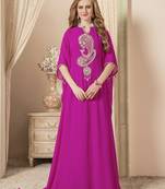 Pink Embroidered Georgette Islamic Kaftans
