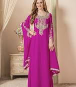 Pink Embroidered Georgette Islamic Kaftans