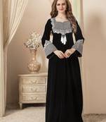 Black Embroidered Velvet Islamic Kaftans