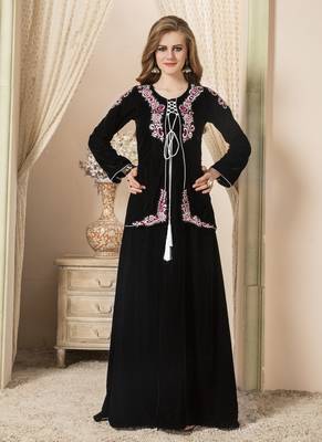 Black Embroidered Velvet Islamic Kaftans 1