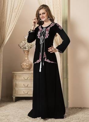 Black Embroidered Velvet Islamic Kaftans 2