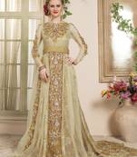 Beige Embroidered Crepe Islamic Kaftans