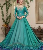 Green Embroidered Crepe Islamic Kaftans